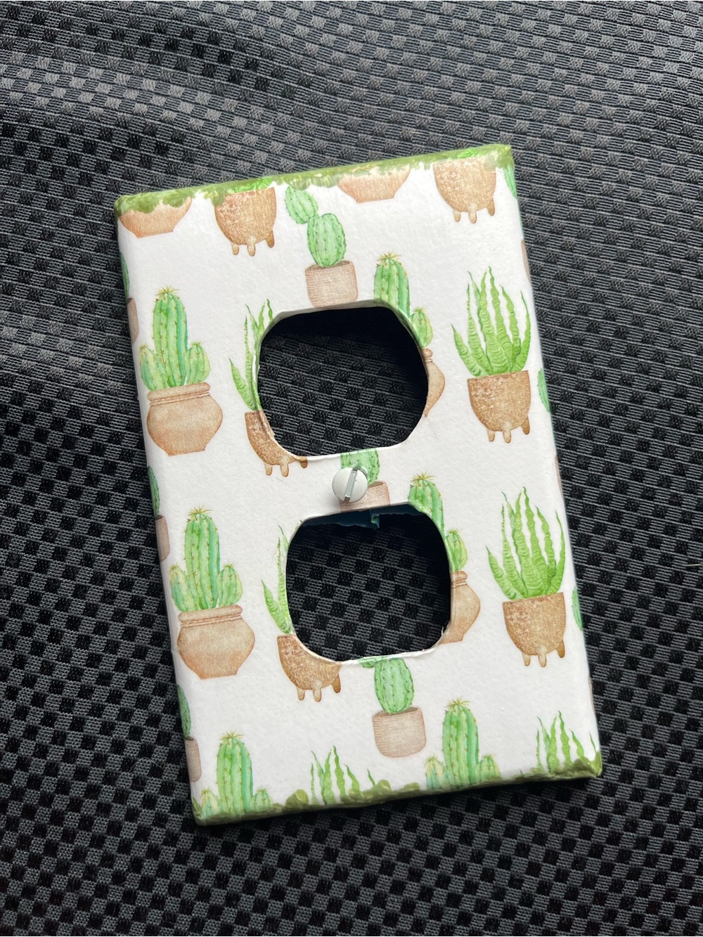 Potted Cactus Pattern Decorative Outlet Cover Plate - Green and Brown